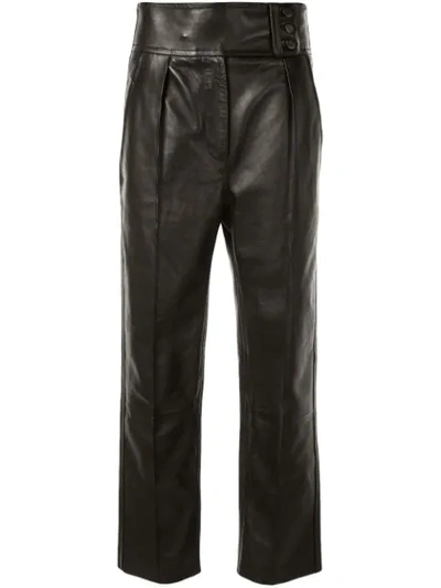 Shop Petar Petrov Hira High-rise Leather Trousers In Black