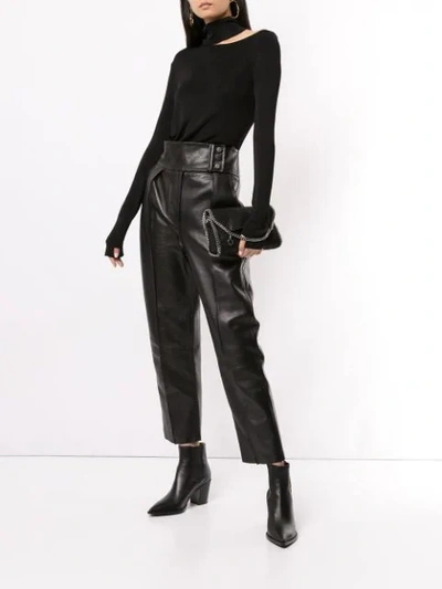 Shop Petar Petrov Hira High-rise Leather Trousers In Black