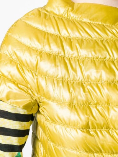 Shop Herno Short-sleeved Padded Jacket In Yellow