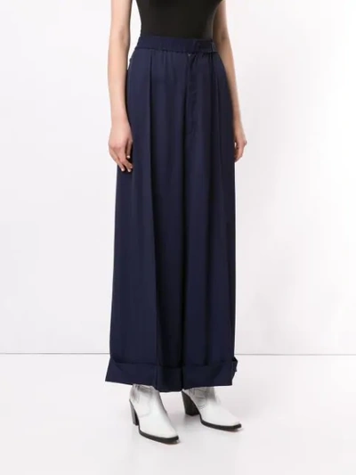Shop Toga Gathered Palazzo Trousers In Blue