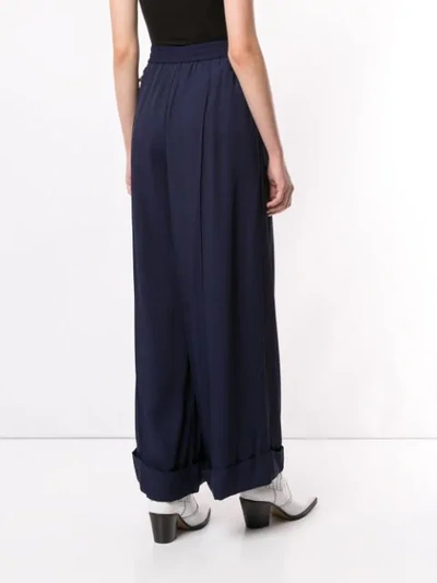 Shop Toga Gathered Palazzo Trousers In Blue