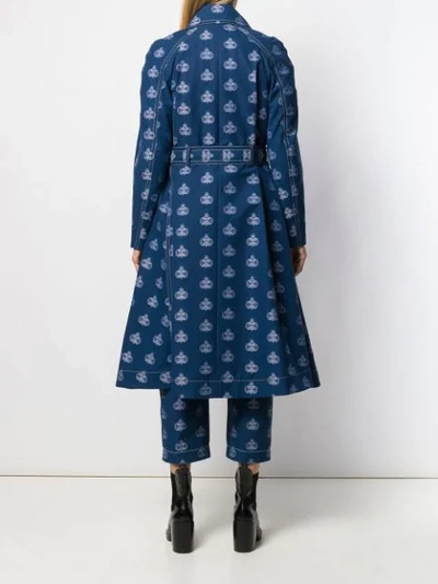 Shop Chloé Printed Emblem Trench In Blue