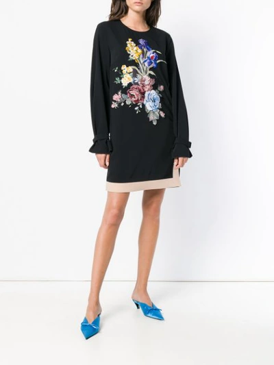 Shop Sport Max Code Floral Embroidered Shift Dress In Black