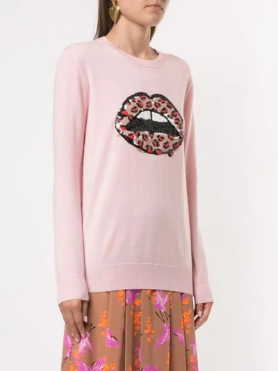 Shop Markus Lupfer Sequin Lip T-shirt In Pink