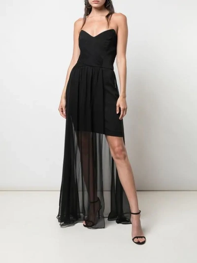 Shop Nicole Miller Strapless Chiffon Gown In Black