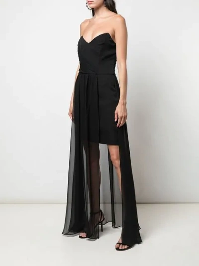Shop Nicole Miller Strapless Chiffon Gown In Black
