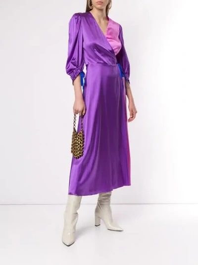 ANNA OCTOBER COLOUR-BLOCK WRAP DRESS - 粉色