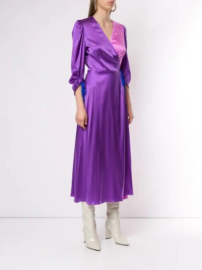 ANNA OCTOBER COLOUR-BLOCK WRAP DRESS - 粉色