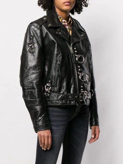 Refurbished Leather Moto Jacket In Black