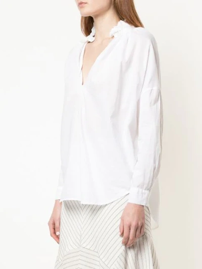 Shop A Shirt Thing Frilled Split Neck Shirt In White