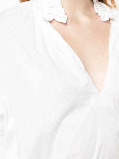 Shop A Shirt Thing Frilled Split Neck Shirt In White