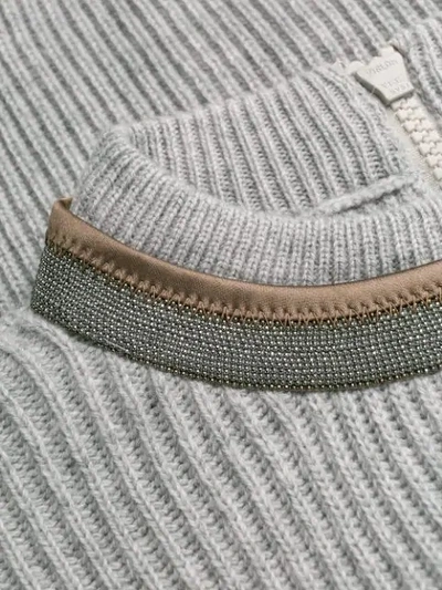 Shop Brunello Cucinelli Ribbed Knit Sweater In Grey