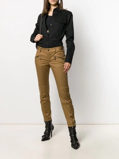 Shop Dsquared2 Low Rise Skinny Trousers In Brown