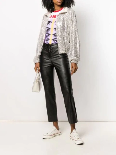 Shop Pinko Sequin Embroidery Jacket In Silver