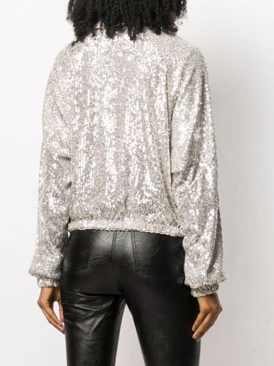 Shop Pinko Sequin Embroidery Jacket In Silver