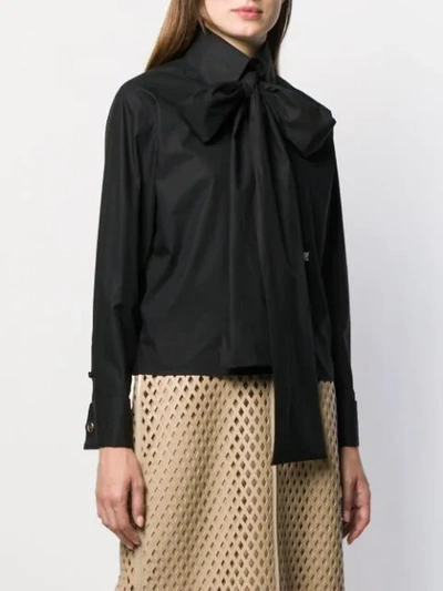 Shop Fendi Maxi-bow Taffeta Blouse In Black