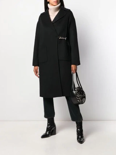 Shop Ermanno Scervino Chain Fastened Midi Coat In Black