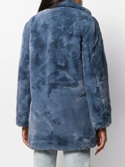 Shop Apparis Textured Furry Coat In Blue
