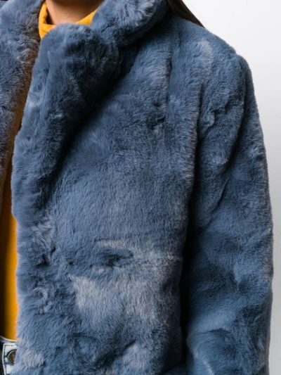 Shop Apparis Textured Furry Coat In Blue