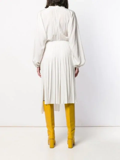 Shop Fendi Pleated Shirt Style Dress In Weiss