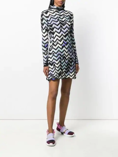 Shop Emilio Pucci Alex Chevron-knit Mini Dress In Black