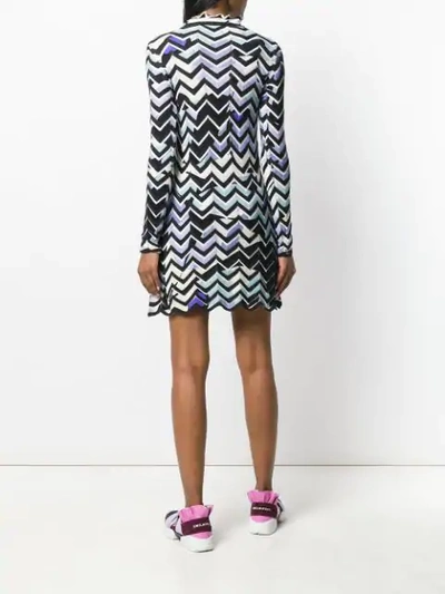 Shop Emilio Pucci Alex Chevron-knit Mini Dress In Black