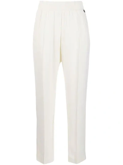 Shop Twinset Elasticated Waist Trousers In Neutrals