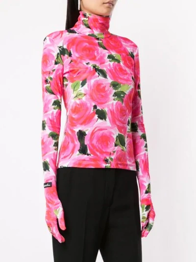 Shop Richard Quinn Floral Print Gloved T-shirt In Pink