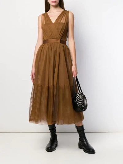 Shop Pinko Sheer Tulle Midi Dress In Brown