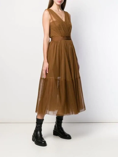 PINKO 半透明薄纱连衣裙 - 棕色