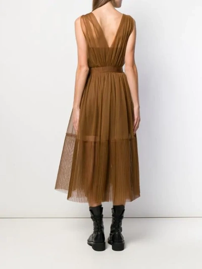 Shop Pinko Sheer Tulle Midi Dress In Brown