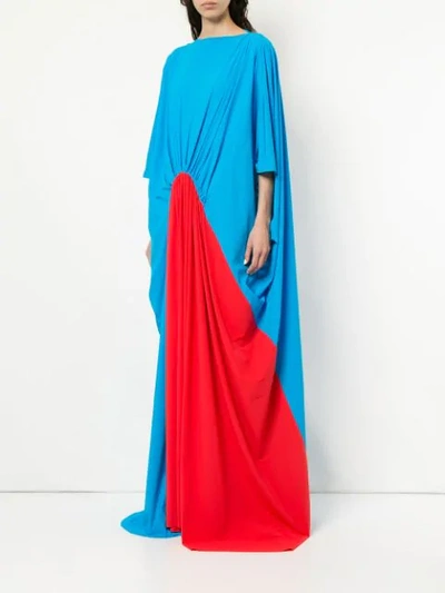 Shop Greta Constantine Two Tone Ruched Detail Maxi Dress - Blue