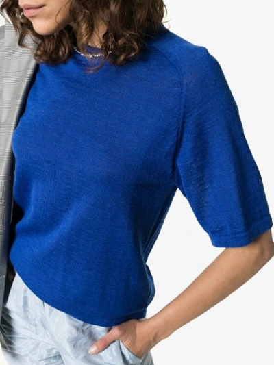 Shop Carcel Uni Short Sleeve Alpaca Wool T In Blue