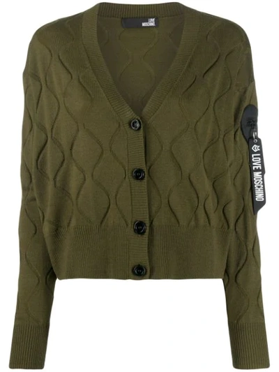 Shop Love Moschino Wave-embellished Cardigan In Green