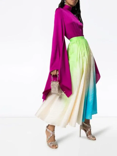 Shop Roksanda Ambra Ombré Pleated Maxi-skirt In Multicolour