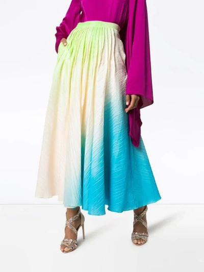 Shop Roksanda Ambra Ombré Pleated Maxi-skirt In Multicolour