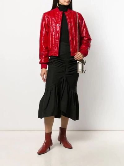 Shop N°21 Shiny Bomber Jacket In Red