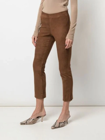 Shop Vince Cropped Skinny Trousers In Brown