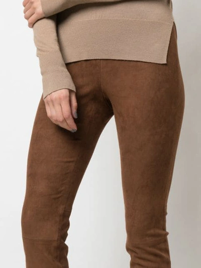 Shop Vince Cropped Skinny Trousers In Brown