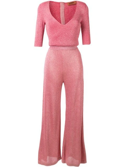 Shop Missoni Shimmer Knit Jumpsuit In Pink