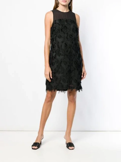 Shop Michael Michael Kors Feather Embroidered Shift Dress In Black