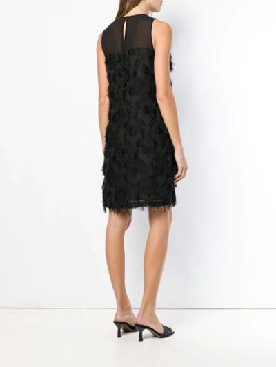Shop Michael Michael Kors Feather Embroidered Shift Dress In Black