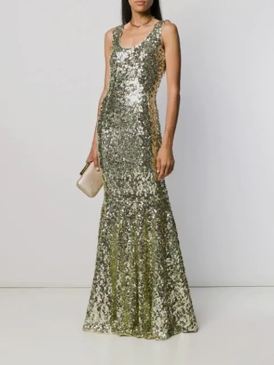 Shop Dolce & Gabbana Sequin-embellished Fishtail Gown In Gold