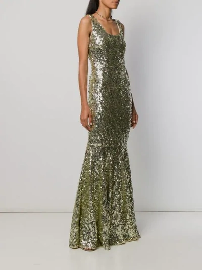 Dolce & Gabbana Sequined Sleeveless Mermaid Gown In Gold