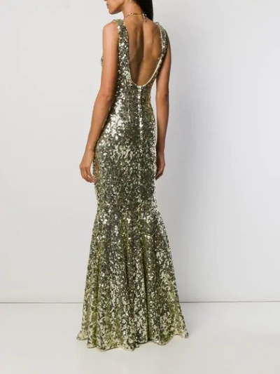 Shop Dolce & Gabbana Sequin-embellished Fishtail Gown In Gold