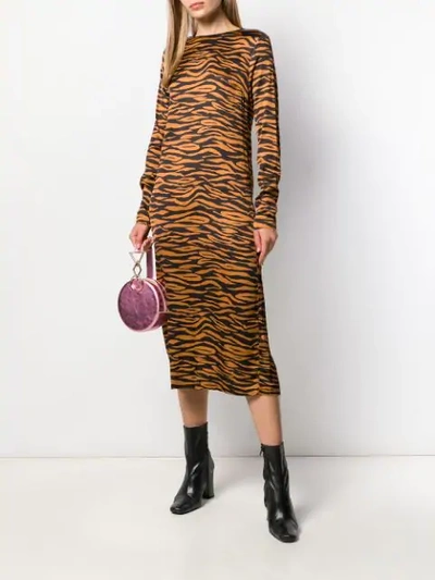 Shop Andamane Zebra Print Dress In Brown