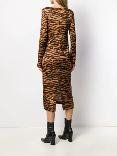 Shop Andamane Zebra Print Dress In Brown