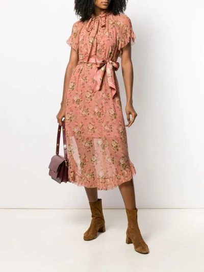 Shop Zimmermann Ruffled Floral Day Dress In Pink