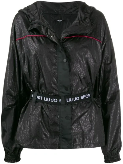 Shop Liu •jo Hooded Lightweight Jacket In Black