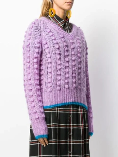 Shop Marco De Vincenzo Chunky Bobble Knit Jumper In Purple